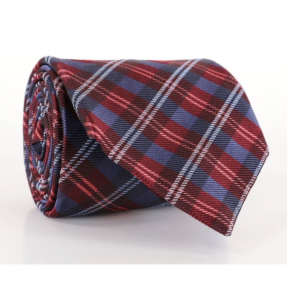 Brooks Brothers Necktie Tie Red Blue Plaid 100% Silk Handmade USA Preppy